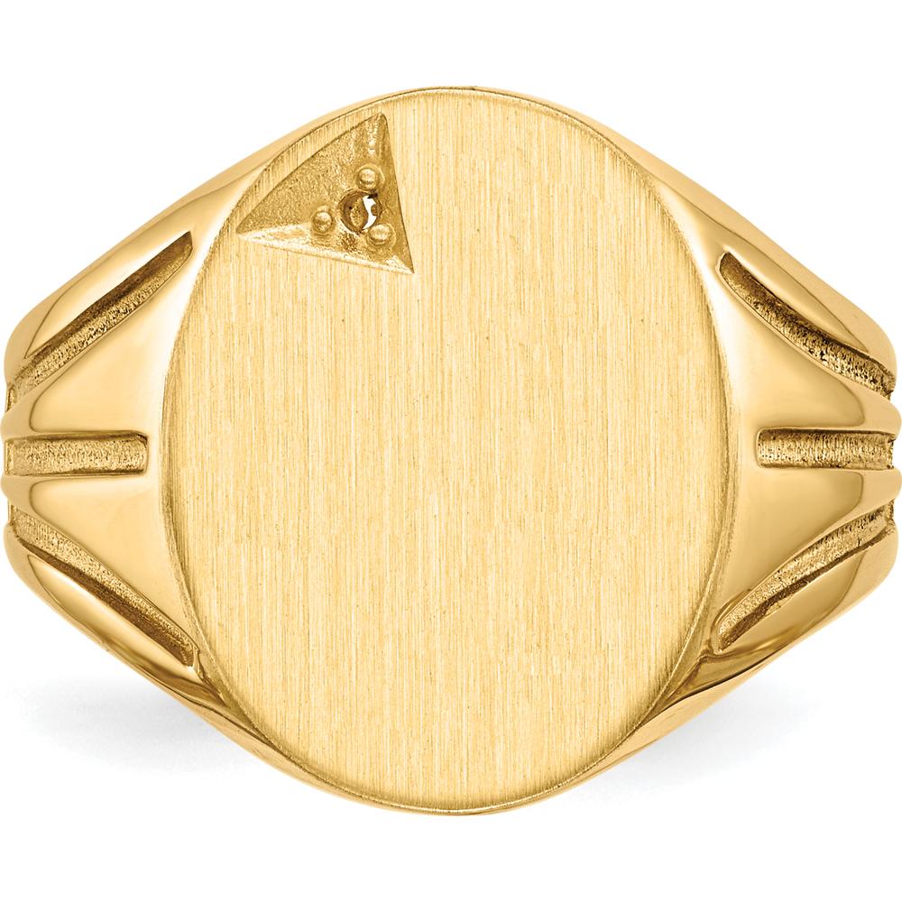 14K Yellow Gold Men's Signet Ring Mounting with Polished and Brushed Finish - 14.0x16.0mm Top Size by 0