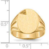 14K Yellow Gold Men's Signet Ring Mounting with Polished and Brushed Finish - 14.0x16.0mm Top Size by 0