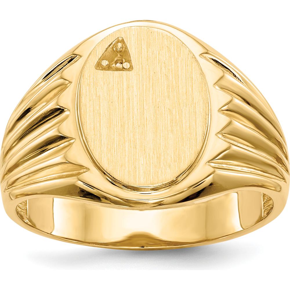 14K Yellow Gold Men's Signet Ring with Brushed & Polished Finish by 0