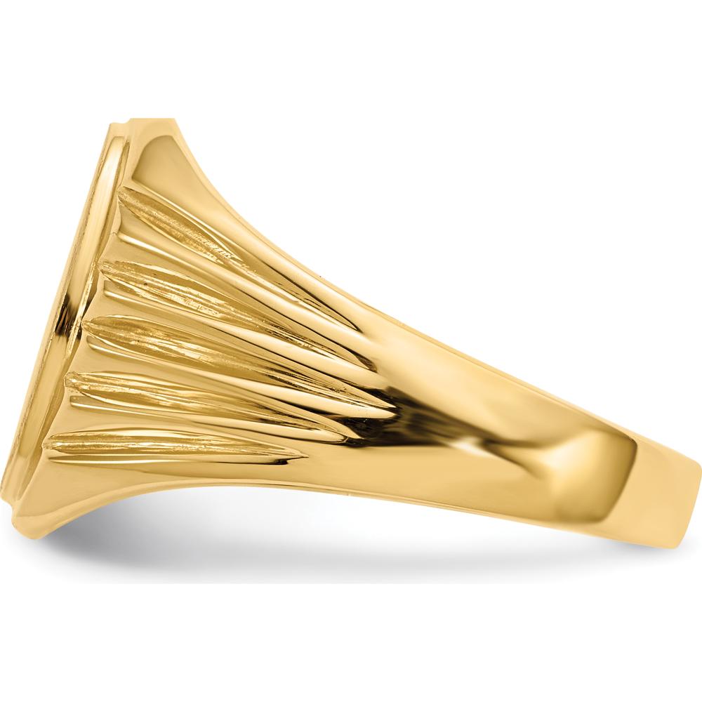 14K Yellow Gold Men's Signet Ring with Brushed & Polished Finish by 0