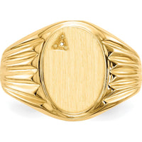 14K Yellow Gold Men's Signet Ring with Brushed & Polished Finish by 0