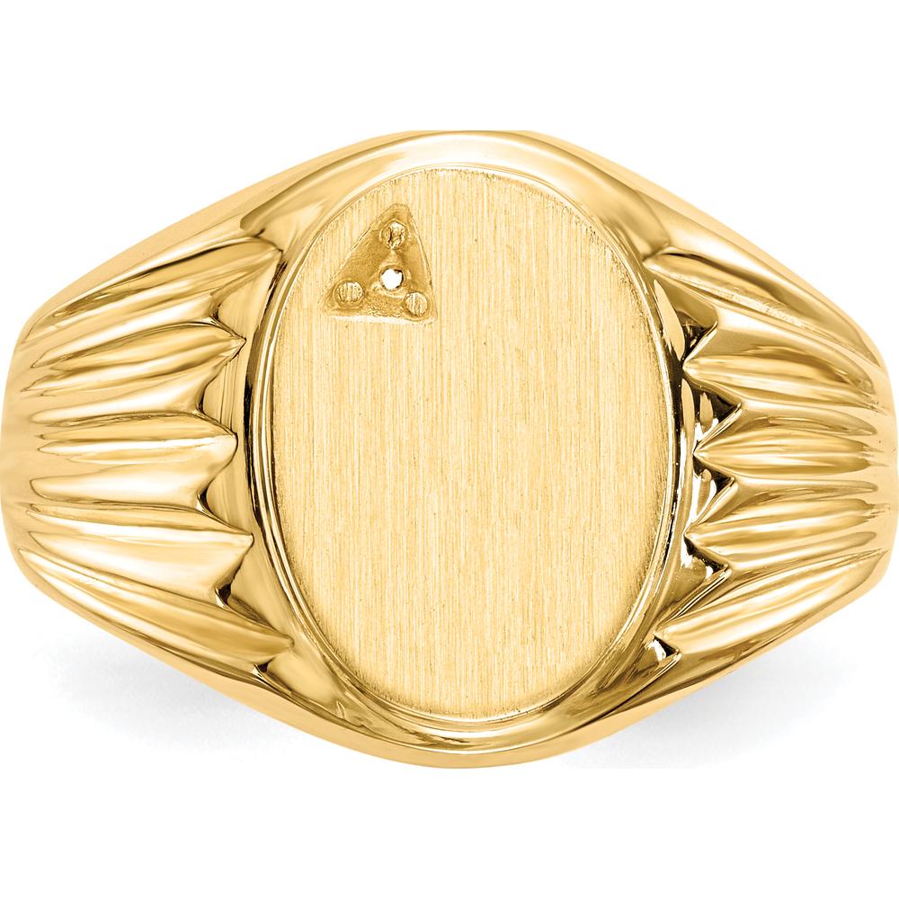 14K Yellow Gold Men's Signet Ring with Brushed & Polished Finish by 0