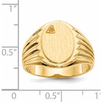 14K Yellow Gold Men's Signet Ring with Brushed & Polished Finish by 0