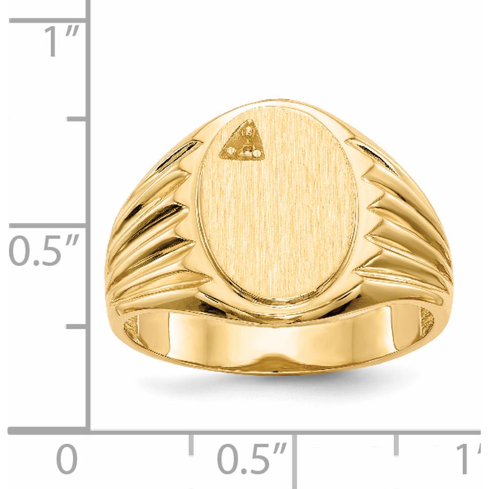 14K Yellow Gold Men's Signet Ring with Brushed & Polished Finish by 0