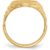 14K Yellow Gold Men's Signet Ring with Brushed Satin Finish and Open Back Profile by 0