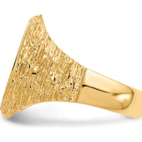 14K Yellow Gold Men's Signet Ring with Brushed Satin Finish and Open Back Profile by 0