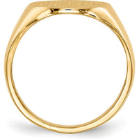 14K Yellow Gold Men's Signet Ring with Brushed Satin Finish - Custom Engravable Design by 0
