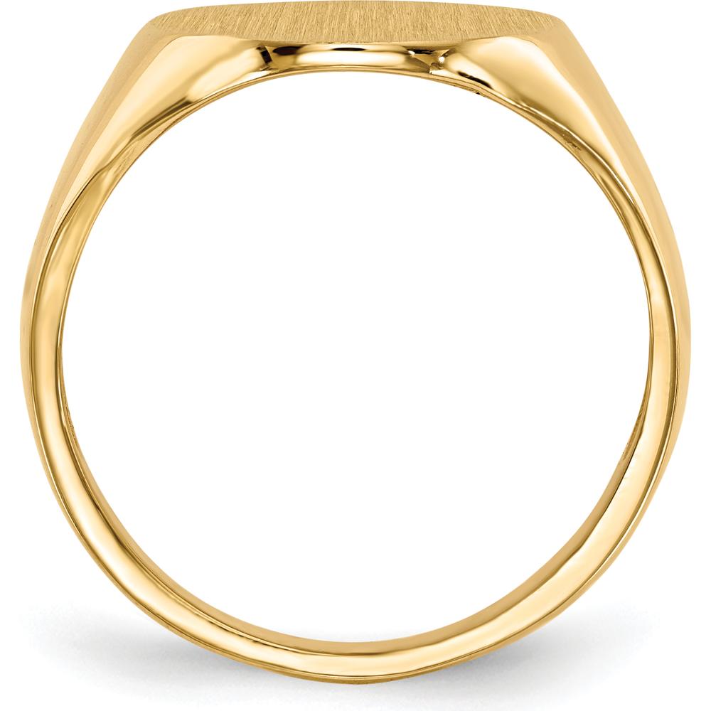 14K Yellow Gold Men's Signet Ring with Brushed Satin Finish - Custom Engravable Design by 0