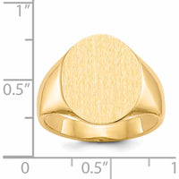 14K Yellow Gold Men's Signet Ring with Brushed Satin Finish - Custom Engravable Design by 0