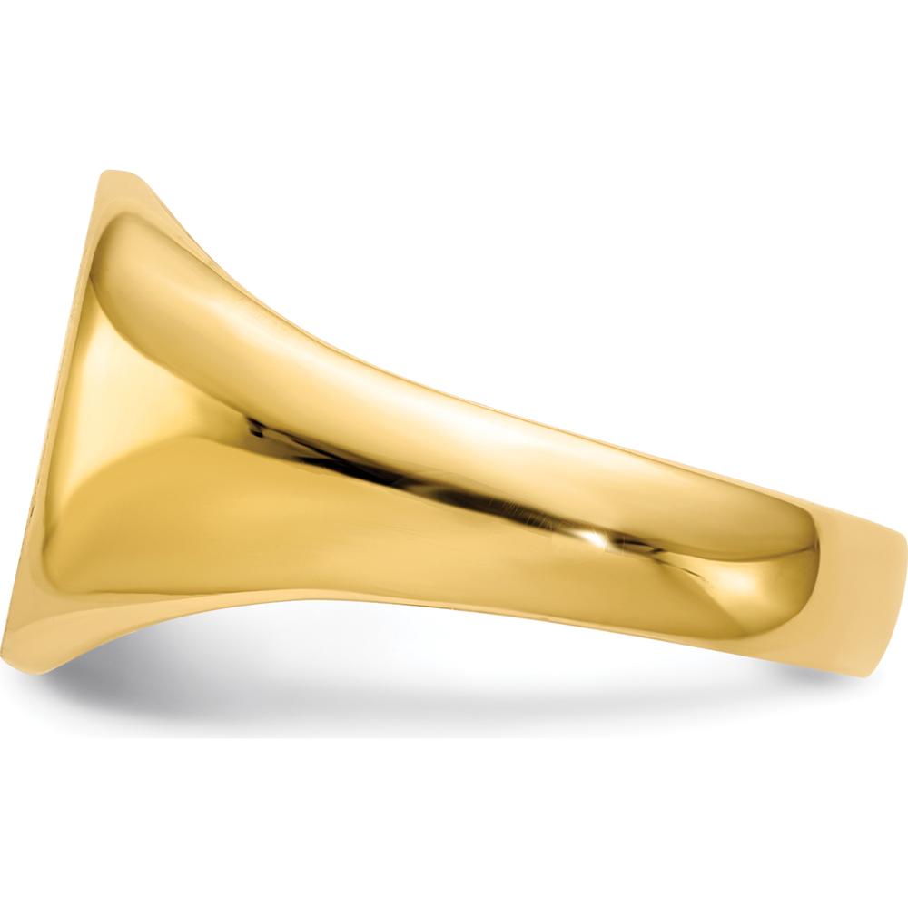 14K Yellow Gold Men's Signet Ring with Brushed Satin Finish - Engravable, 13.5x12.5mm Top by 0