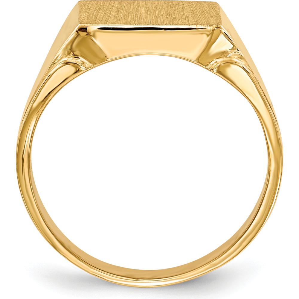 14K Yellow Gold Men's Signet Ring with Polished and Brushed Finish - 12x12mm Top by 0