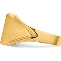 14K Yellow Gold Men's Signet Ring with Polished and Brushed Finish - 12x12mm Top by 0