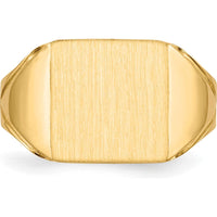 14K Yellow Gold Men's Signet Ring with Polished and Brushed Finish - 12x12mm Top by 0