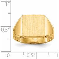 14K Yellow Gold Men's Signet Ring with Polished and Brushed Finish - 12x12mm Top by 0