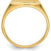 14K Yellow Gold Men's Signet Ring with Polished & Brushed Finish - 13mm Top Length, 8.5mm Width by Oro Pregiato
