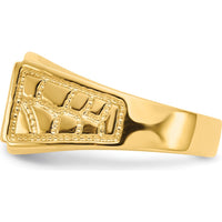 14K Yellow Gold Men's Signet Ring with Polished & Brushed Finish - 13mm Top Length, 8.5mm Width by Oro Pregiato