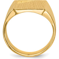 14K Yellow Gold Men's Signet Ring with Polished and Brushed Finish - 13x14mm Top by 0