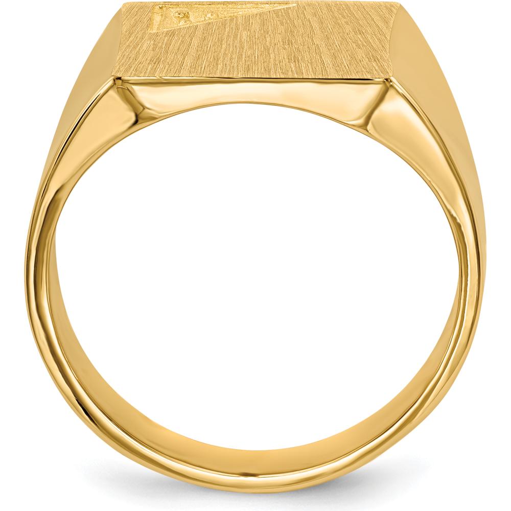 14K Yellow Gold Men's Signet Ring with Polished and Brushed Finish - 13x14mm Top by 0