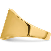 14K Yellow Gold Men's Signet Ring with Polished and Brushed Finish - 13x14mm Top by 0