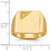 14K Yellow Gold Men's Signet Ring with Polished and Brushed Finish - 13x14mm Top by 0