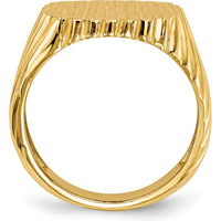 14K Yellow Gold Men's Signet Ring with Polished and Brushed Finish - 16.5x18.0mm Top by 0