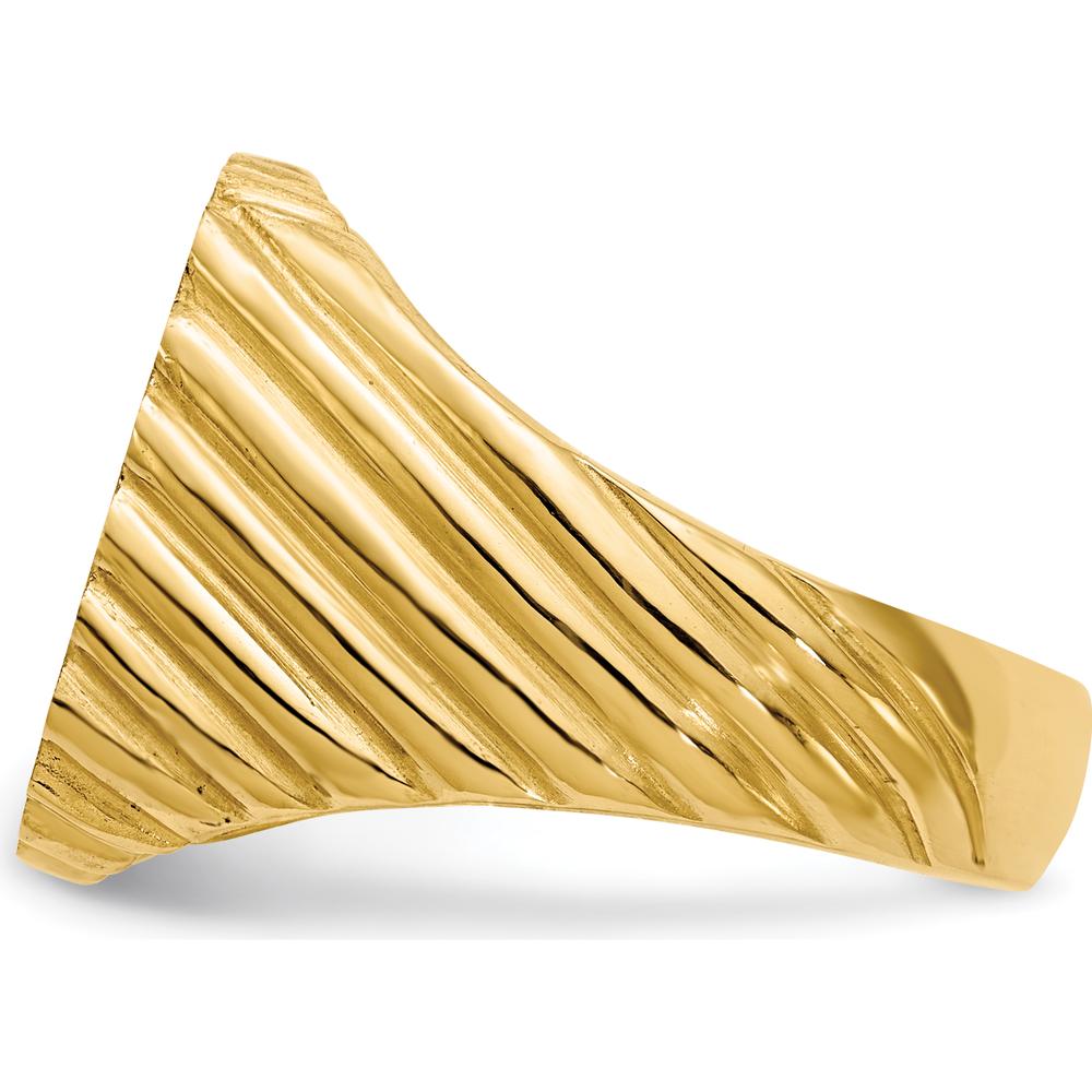 14K Yellow Gold Men's Signet Ring with Polished and Brushed Finish - 16.5x18.0mm Top by 0