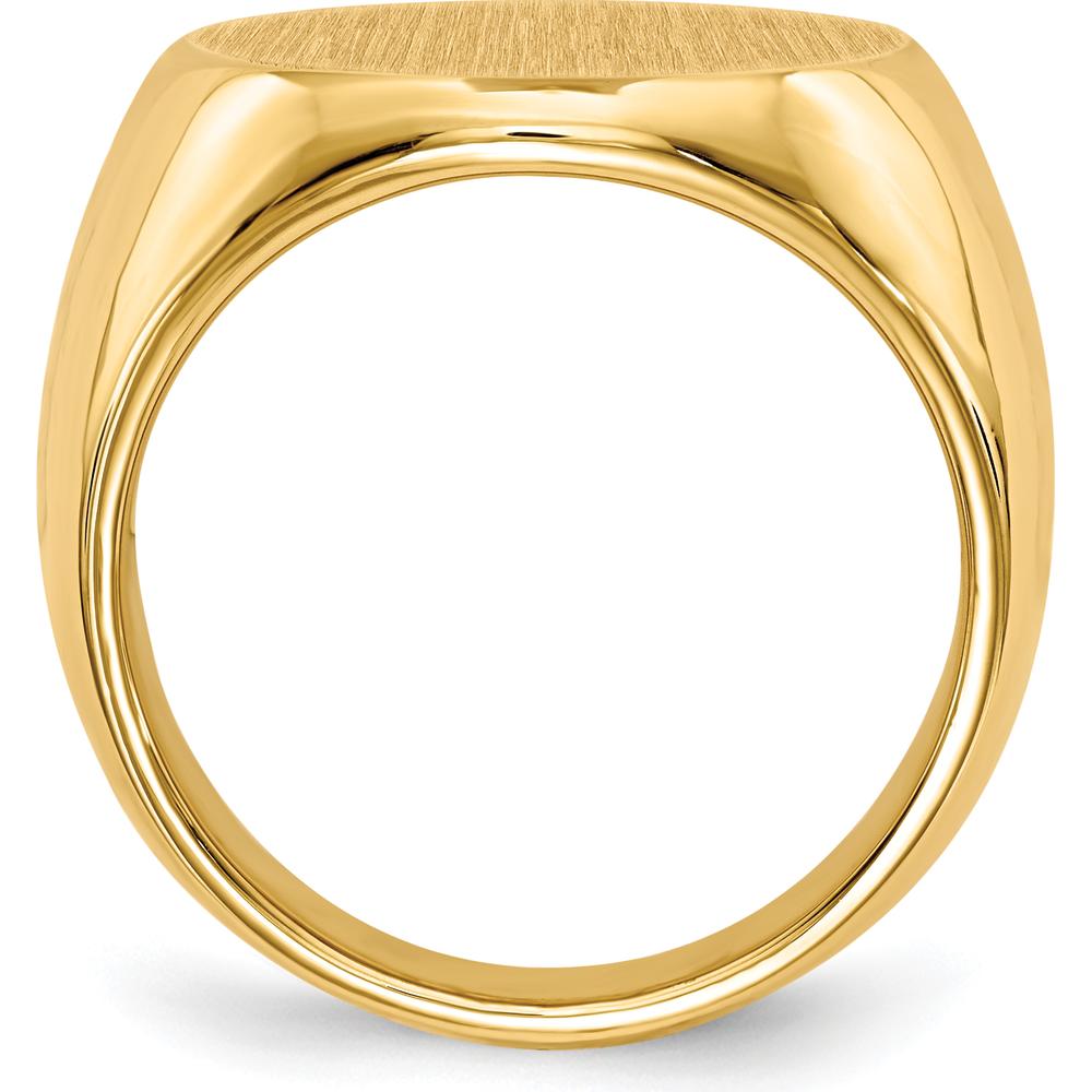 14K Yellow Gold Men's Signet Ring with Polished & Brushed Finish - 18.0mm Top by 0