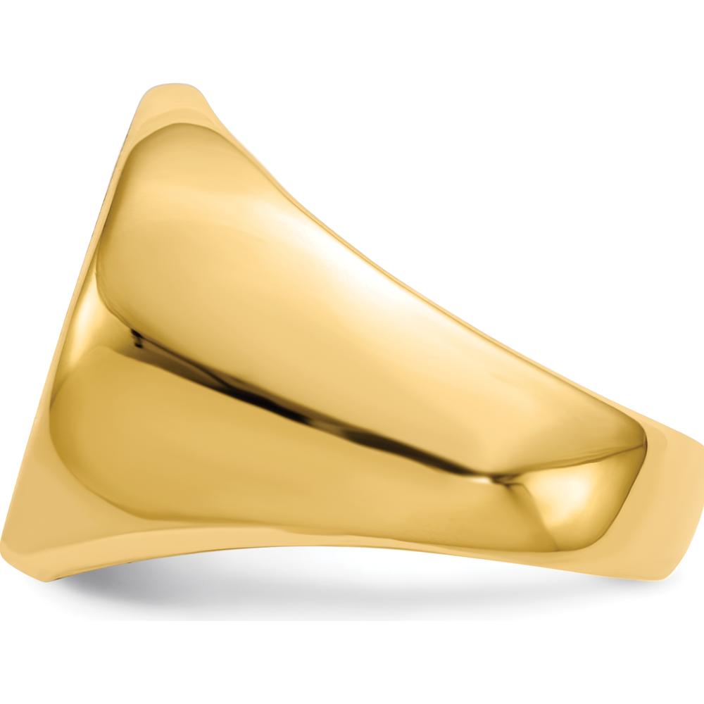 14K Yellow Gold Men's Signet Ring with Polished & Brushed Finish - 18.0mm Top by 0