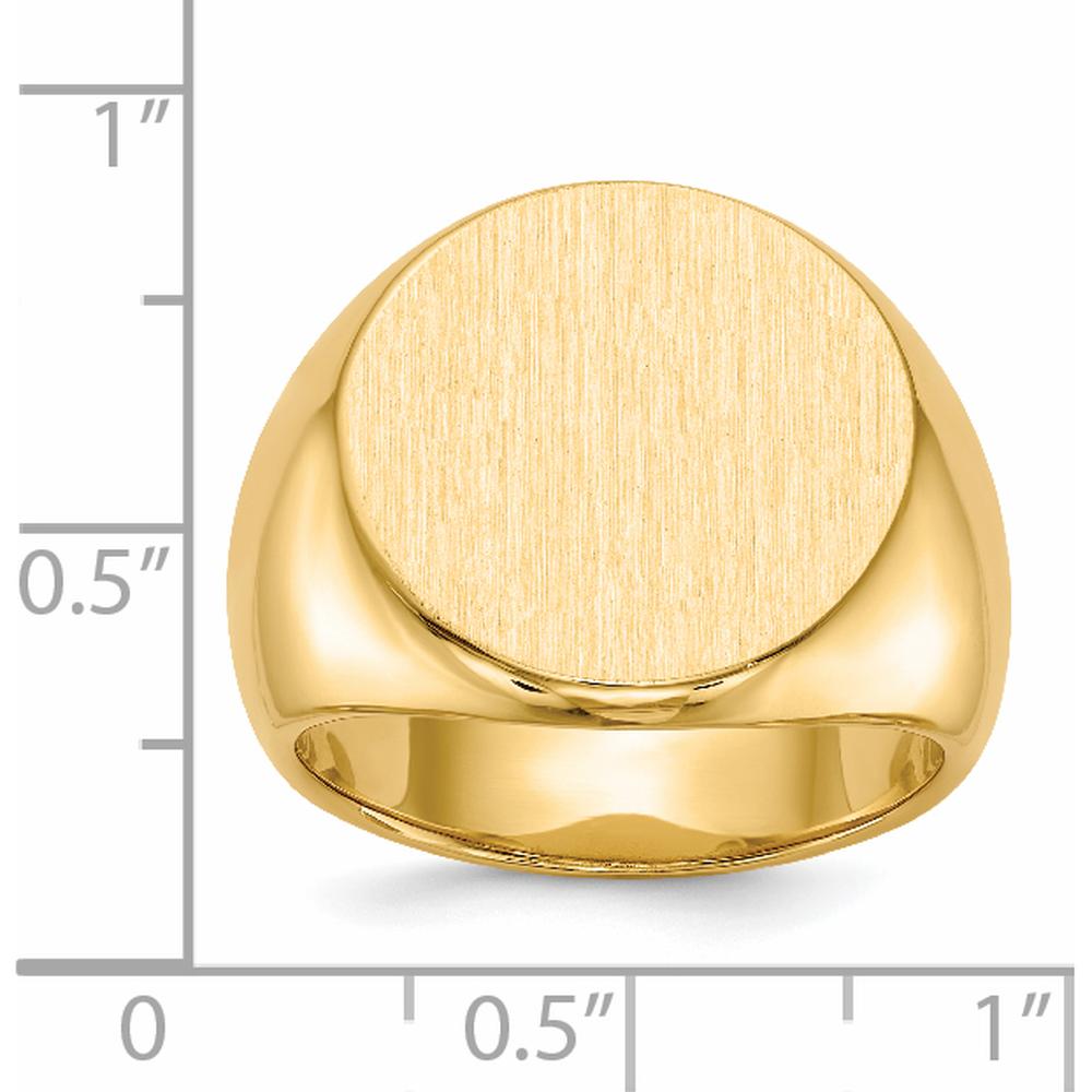 14K Yellow Gold Men's Signet Ring with Polished & Brushed Finish - 18.0mm Top by 0