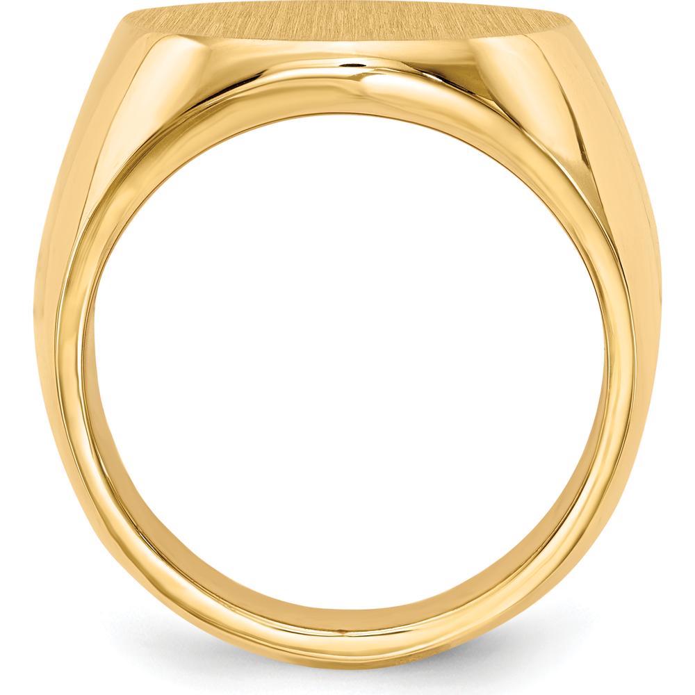 14K Yellow Gold Men's Signet Ring with Polished & Brushed Finish - 19.5mm Top Width by 0