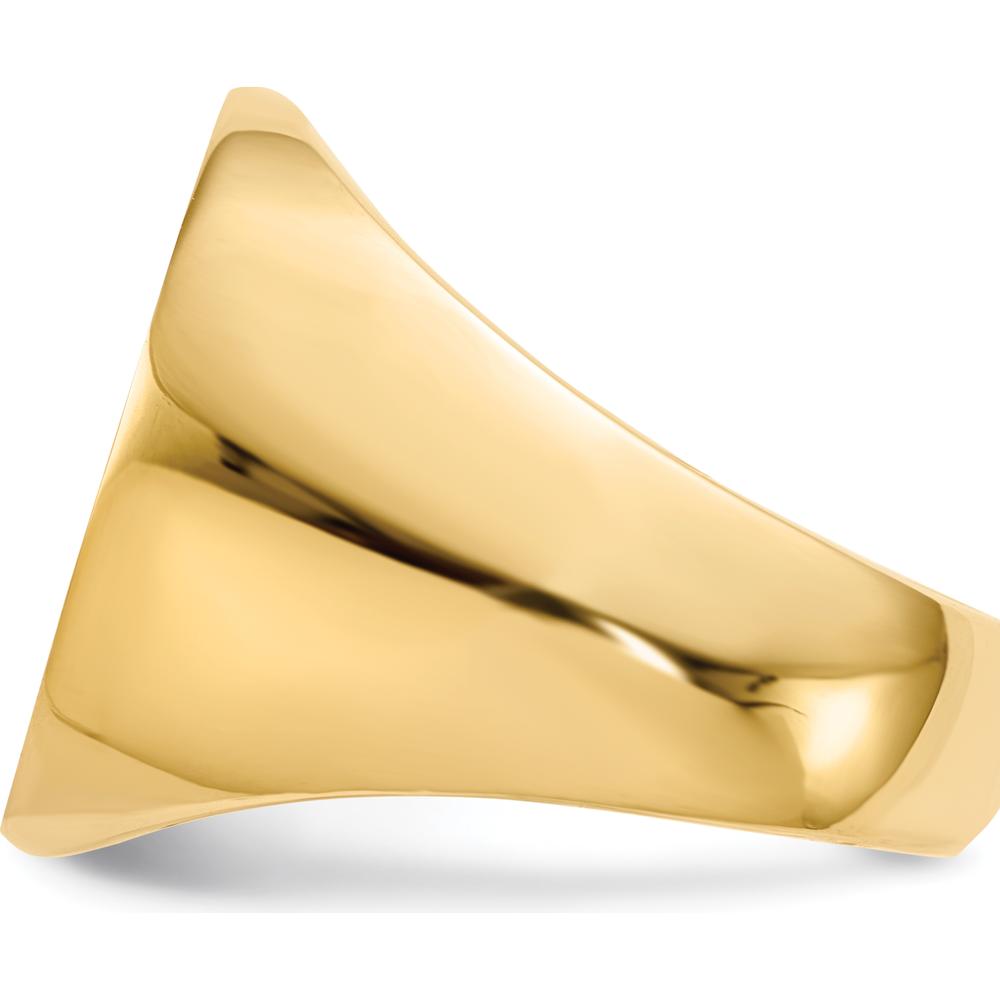 14K Yellow Gold Men's Signet Ring with Polished & Brushed Finish - 19.5mm Top Width by 0