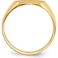 14K Yellow Gold Men's Signet Ring with Polished & Brushed Finish - Engravable, 11.5mm x 13.0mm Top by 0