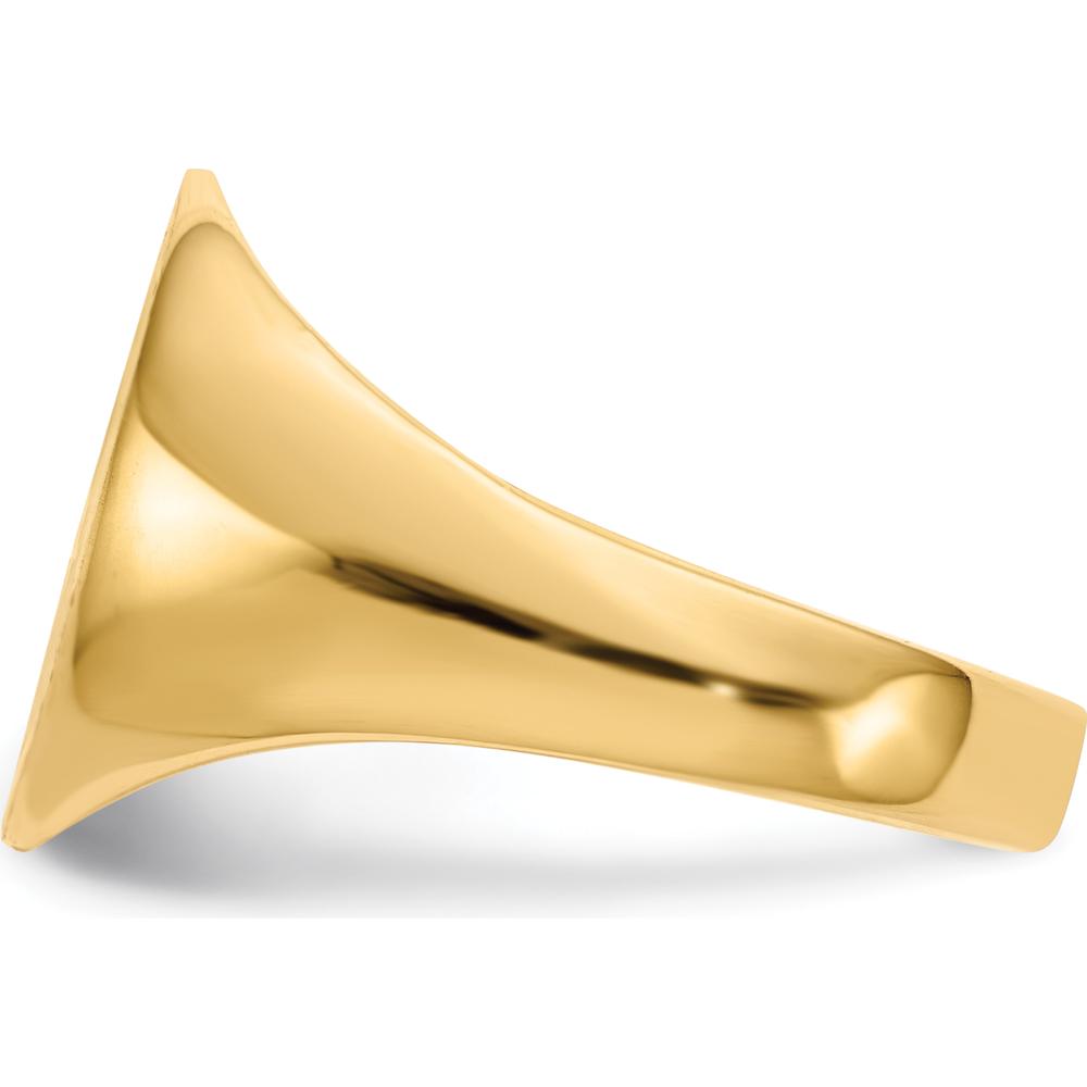 14K Yellow Gold Men's Signet Ring with Polished & Brushed Finish - Engravable, 11.5mm x 13.0mm Top by 0