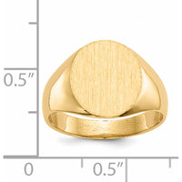 14K Yellow Gold Men's Signet Ring with Polished & Brushed Finish - Engravable, 11.5mm x 13.0mm Top by 0