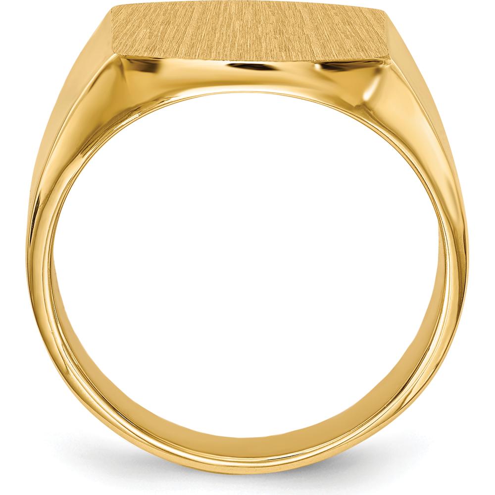 14K Yellow Gold Men's Signet Ring with Polished and Brushed Finish - Engravable 14.5x13.5mm Top by 0