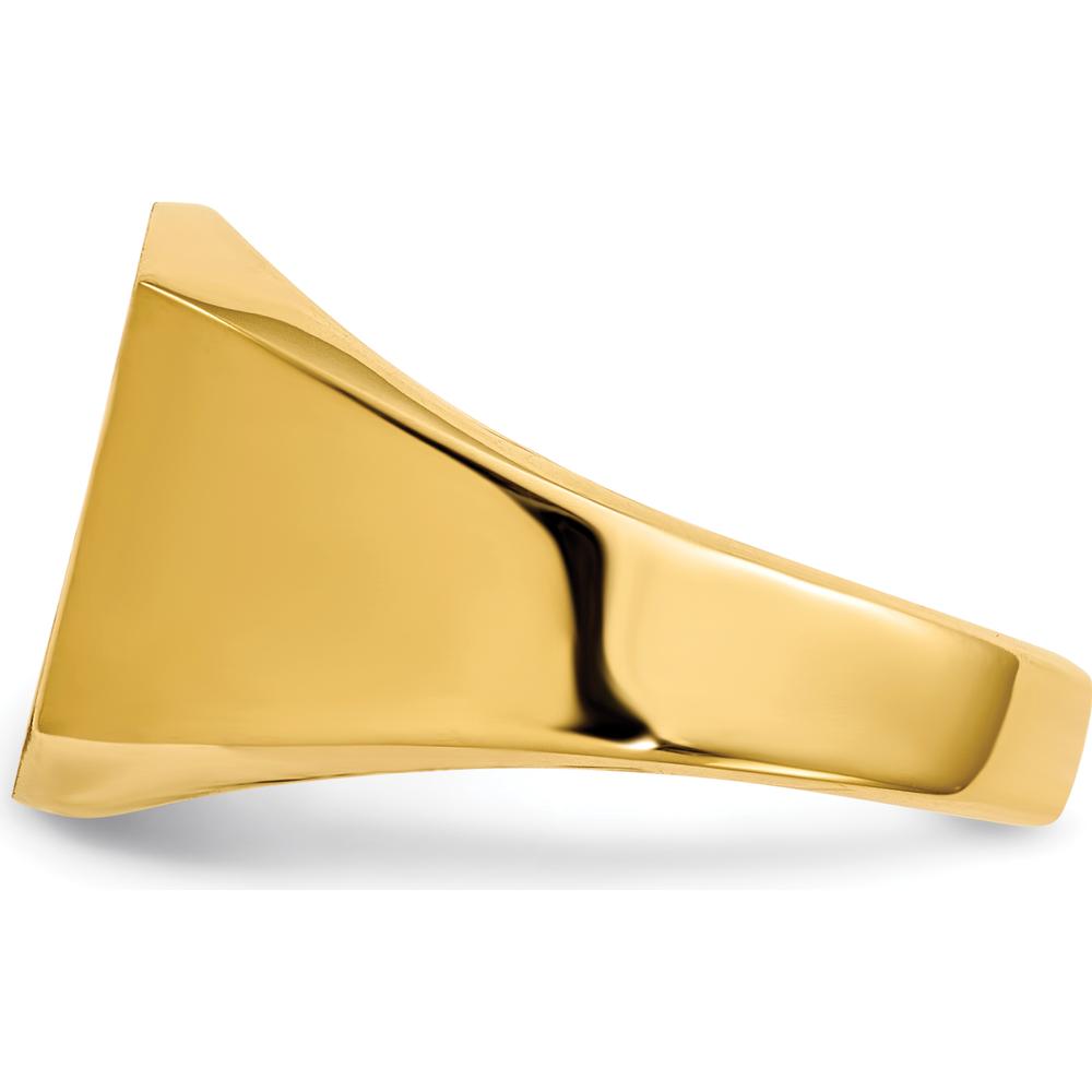 14K Yellow Gold Men's Signet Ring with Polished and Brushed Finish - Engravable 14.5x13.5mm Top by 0