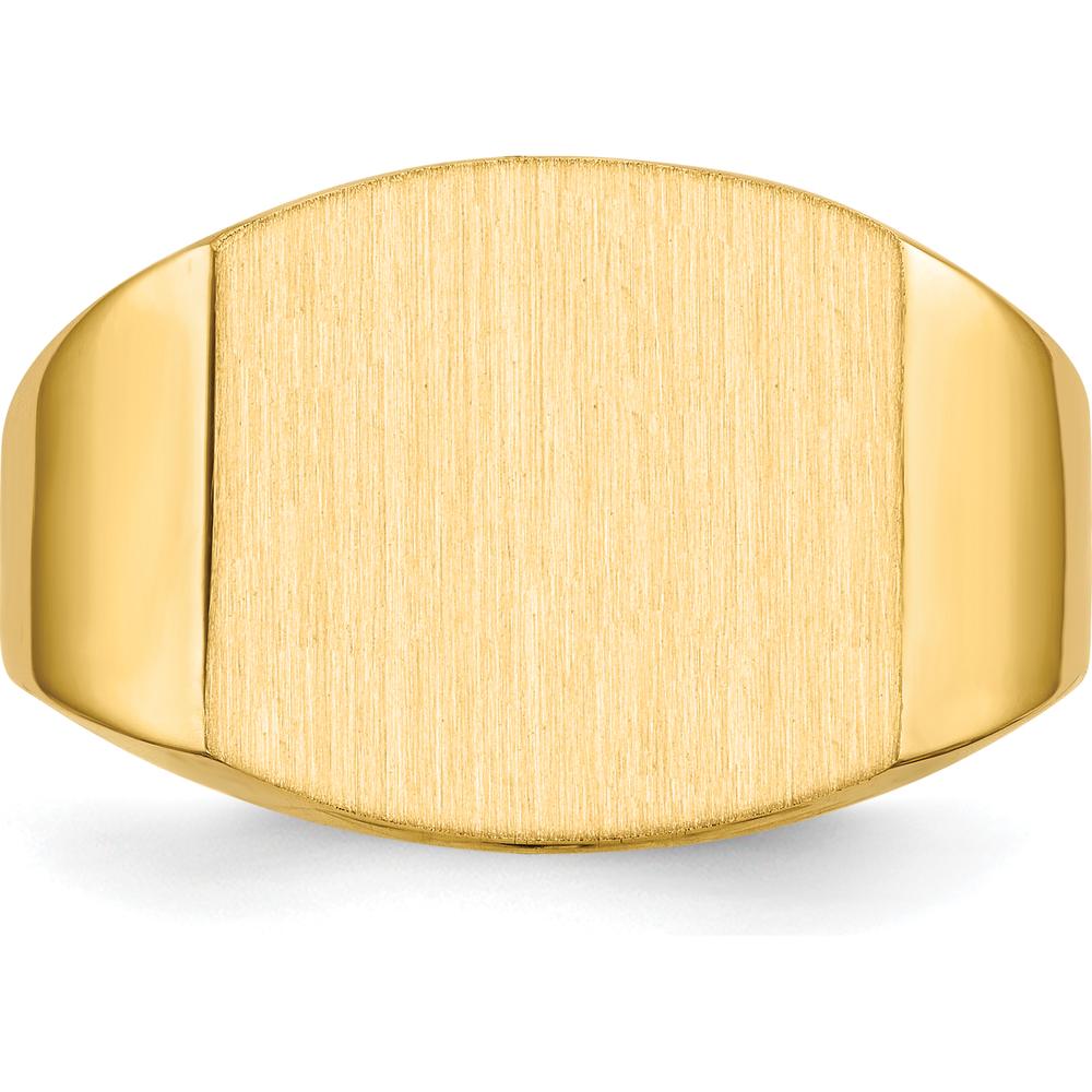 14K Yellow Gold Men's Signet Ring with Polished and Brushed Finish - Engravable 14.5x13.5mm Top by 0