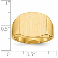 14K Yellow Gold Men's Signet Ring with Polished and Brushed Finish - Engravable 14.5x13.5mm Top by 0