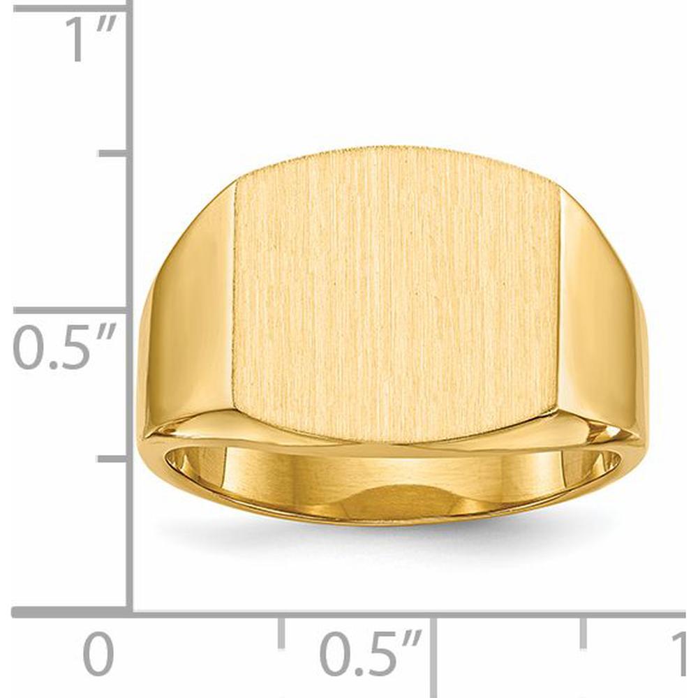 14K Yellow Gold Men's Signet Ring with Polished and Brushed Finish - Engravable 14.5x13.5mm Top by 0