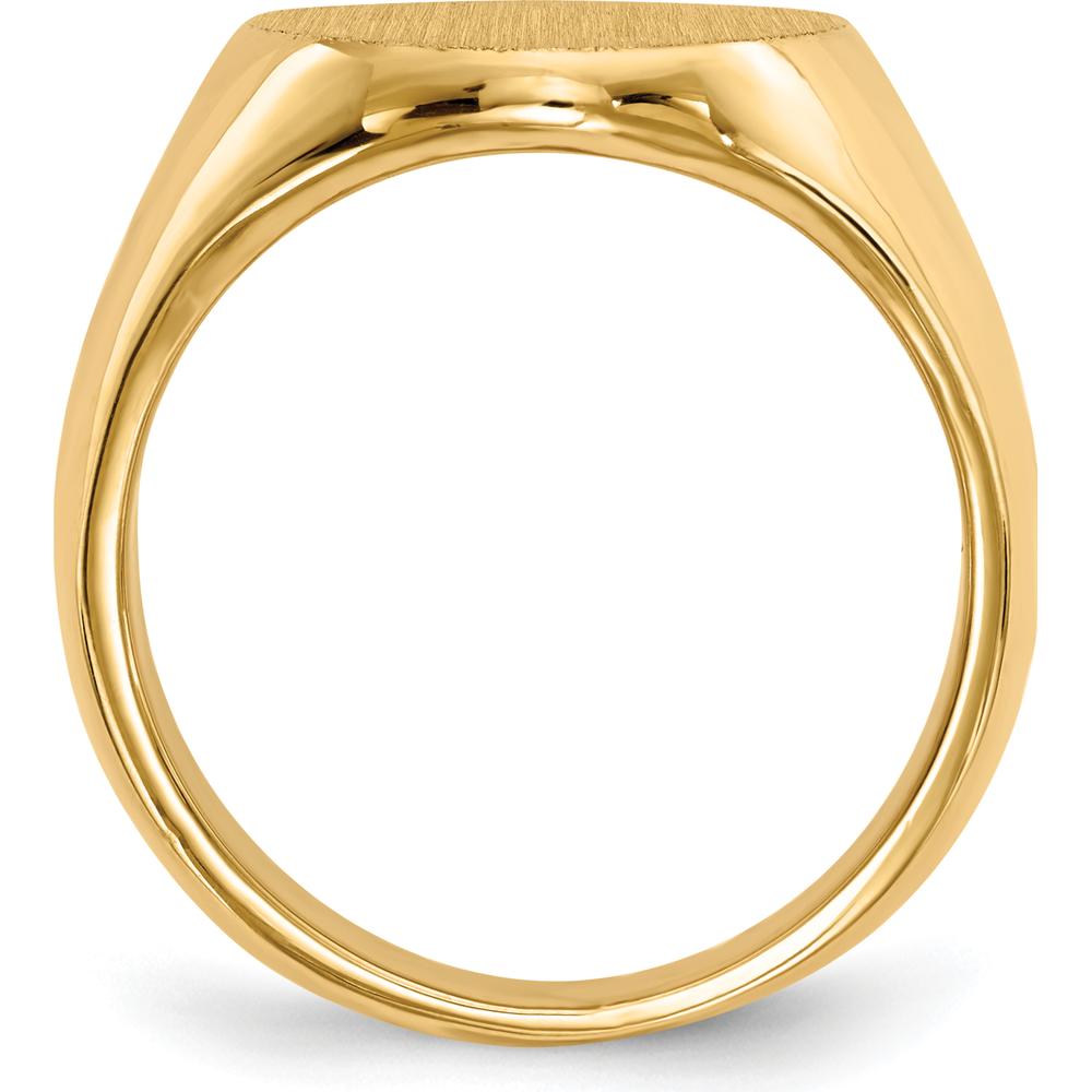 14K Yellow Gold Men's Signet Ring with Polished & Brushed Finish - Engravable, 17.5mm Top Length by 0