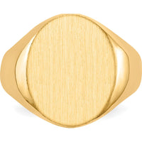 14K Yellow Gold Men's Signet Ring with Polished & Brushed Finish - Engravable, 17.5mm Top Length by 0