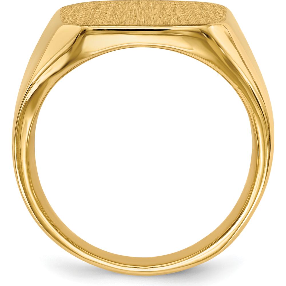 14K Yellow Gold Men's Signet Ring with Polished and Brushed Finish - Engravable, 17mm Top Length, 15mm Top Width by 0