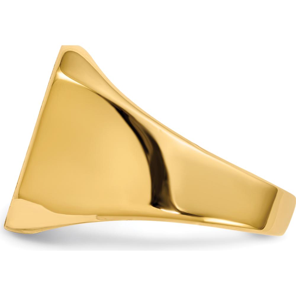 14K Yellow Gold Men's Signet Ring with Polished and Brushed Finish - Engravable, 17mm Top Length, 15mm Top Width by 0