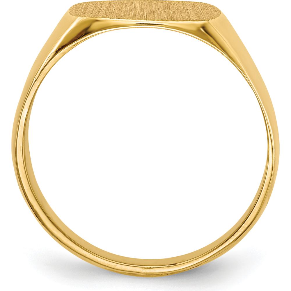 14K Yellow Gold Men's Signet Ring with Polished and Brushed Finish - Engravable Closed Back Design by 0