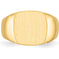 14K Yellow Gold Men's Signet Ring with Polished and Brushed Finish - Engravable Closed Back Design by 0