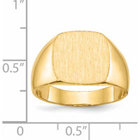 14K Yellow Gold Men's Signet Ring with Polished and Brushed Finish - Engravable Closed Back Design by 0