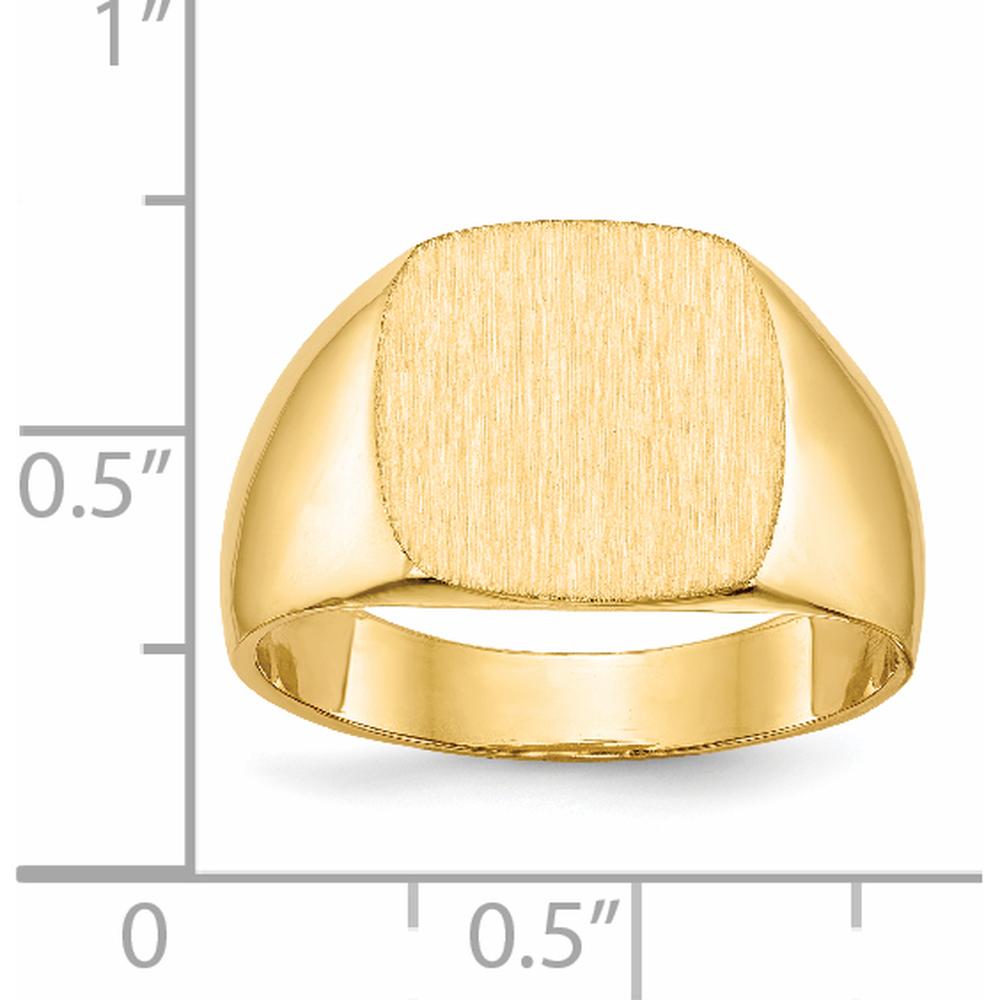 14K Yellow Gold Men's Signet Ring with Polished and Brushed Finish - Engravable Closed Back Design by 0