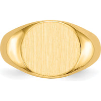 14K Yellow Gold Men's Signet Ring with Polished and Brushed Finish - Engravable Open Back Design by 0