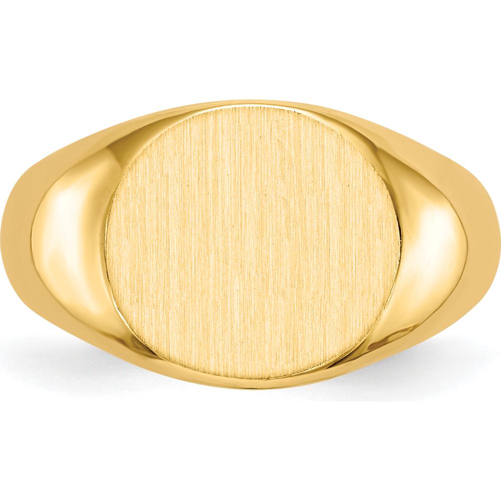 14K Yellow Gold Men's Signet Ring with Polished and Brushed Finish - Engravable Open Back Design by 0