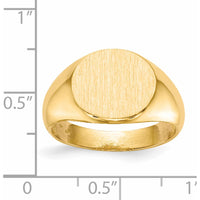 14K Yellow Gold Men's Signet Ring with Polished and Brushed Finish - Engravable Open Back Design by 0